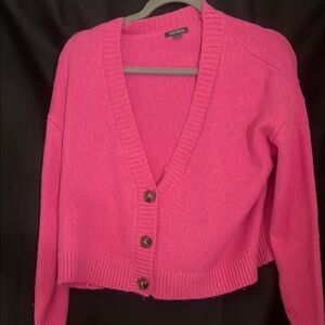 Hot Pink Button-Up Cardigan Sweater For women/girls.